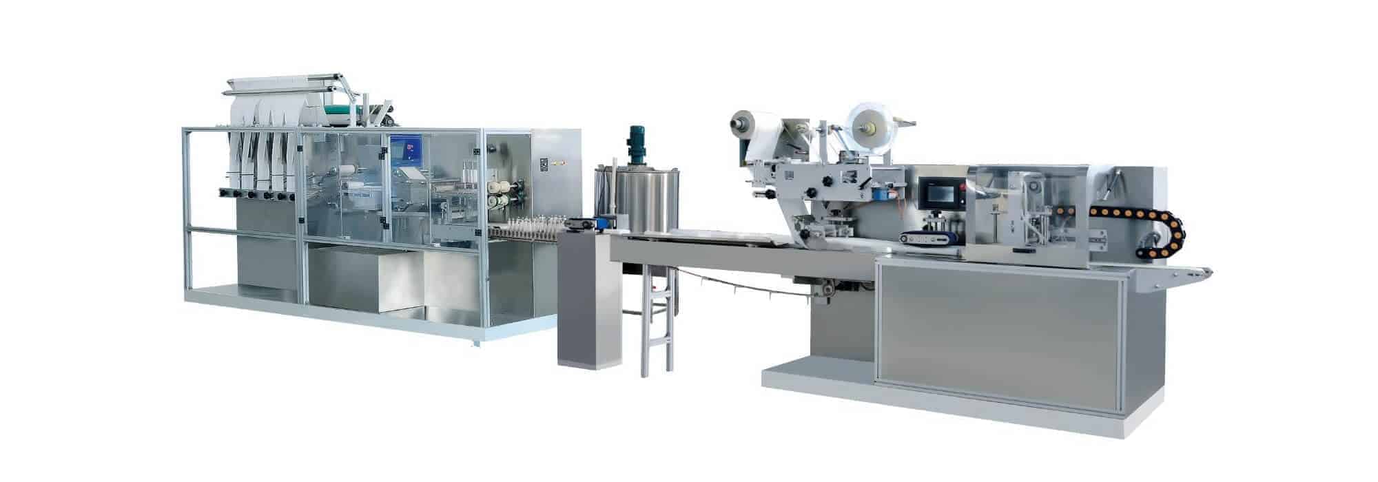 DH 6F Automatic wet wipes production line - UT-FL1+UT-WP Cross fold Wet Wipes Machine(5-40Wipes/pack)