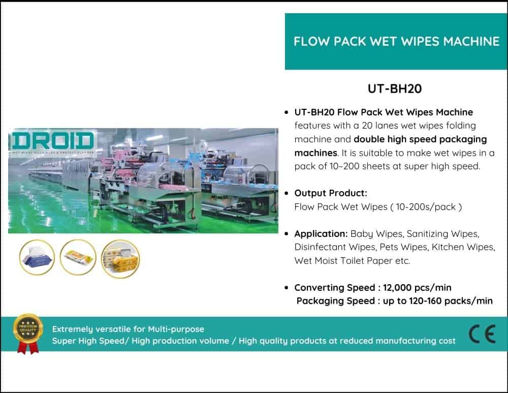 Wet Wipes Converting Packaging Process UT BH20 - Incontinent Wipes Machine Category