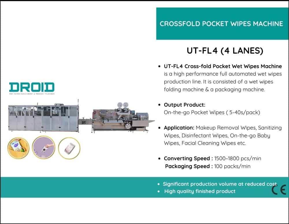 Wet Wipes Converting กระบวนการบรรจุภัณฑ์ UT FL4 4 Lanes - Portfolio | เครื่องเช็ดเปียก