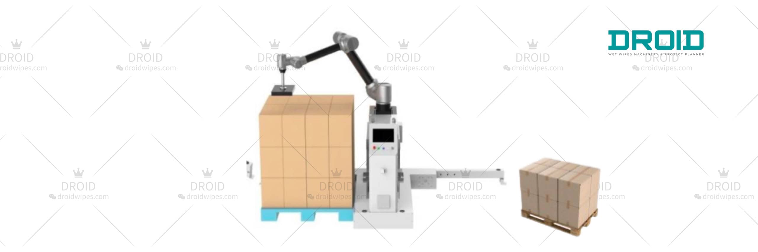 Islak Mendil Üretimi için UT-P300 CoRobot Paletleme Makinesi_DROID