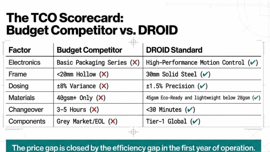 The Hidden Costs of Buying a WET WIPES MACHINE Budget Competitor vs. DROID 1030x582 - The Hidden Costs of Buying a WET WIPES MACHINE